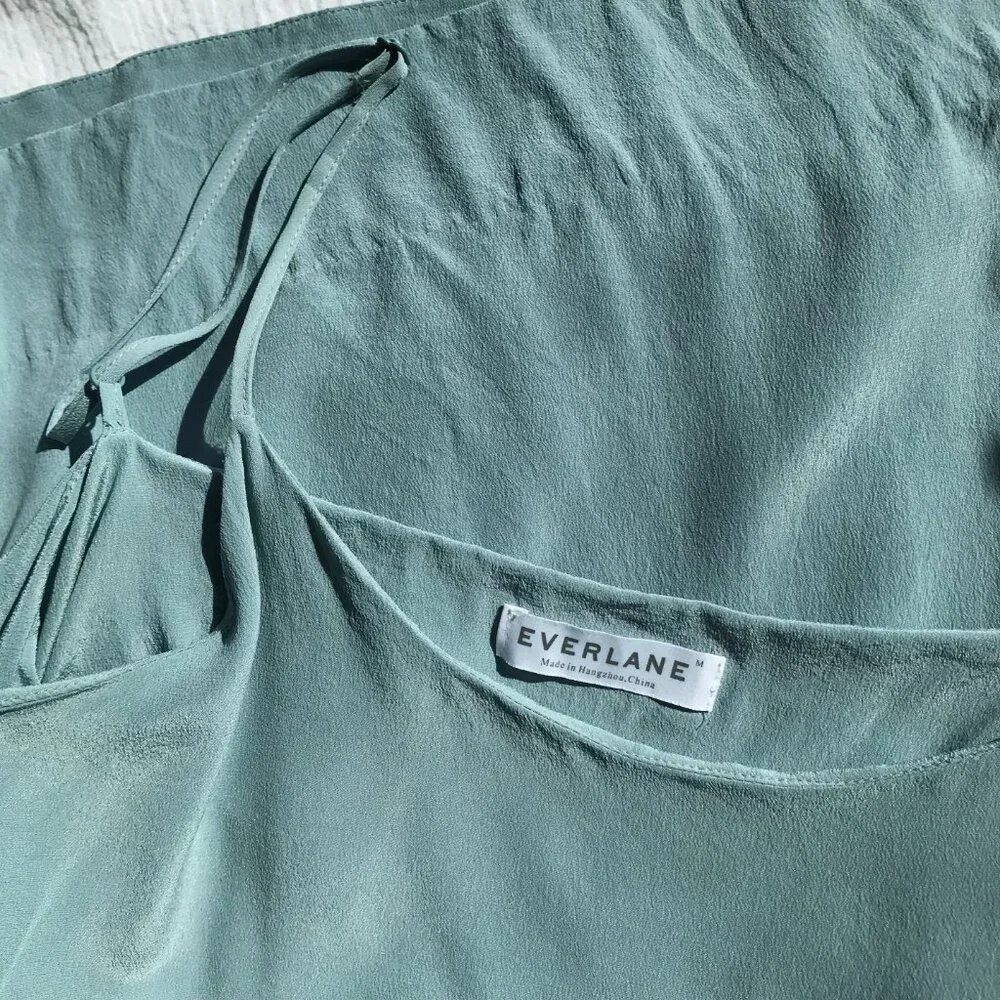 Everlane silk camisole silk shirt silk blouse silk top mint green - Picture 7 of 7
